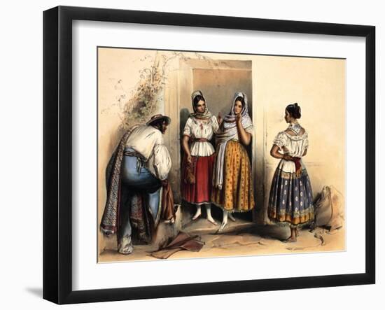 Women of Puebla, after 1836-Carlos Nebel-Framed Giclee Print