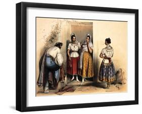 Women of Puebla, after 1836-Carlos Nebel-Framed Giclee Print