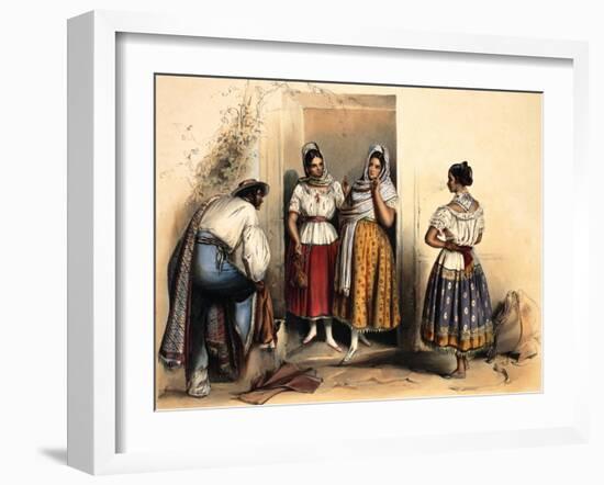 Women of Puebla, after 1836-Carlos Nebel-Framed Giclee Print