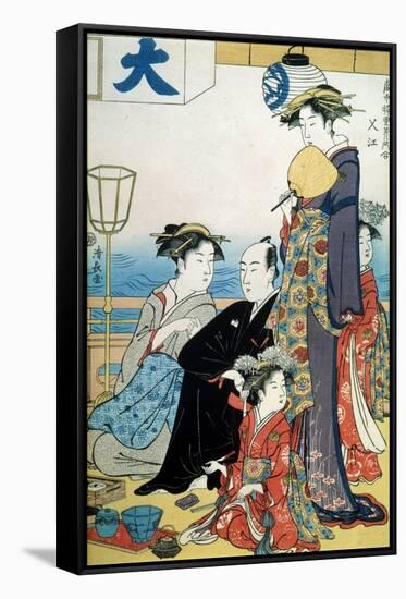 Women of the Gay Quarters, Late 18th or Early 19th Century-Torii Kiyonaga-Framed Stretched Canvas