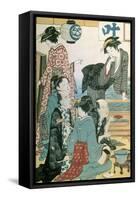Women of the Gay Quarters, Left Hand Panel of a Diptych-Torii Kiyonaga-Framed Stretched Canvas