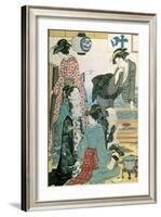 Women of the Gay Quarters, Left Hand Panel of a Diptych-Torii Kiyonaga-Framed Giclee Print