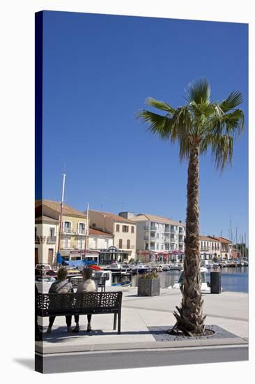 Women on a Bench Near a Palm Tree-Guy Thouvenin-Stretched Canvas