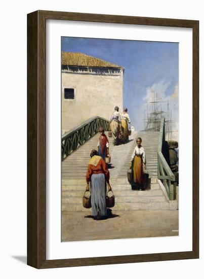 Women on a Bridge in Venice, 1869-Vincenzo Cabianca-Framed Giclee Print