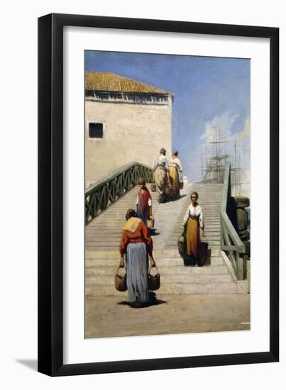 Women on a Bridge in Venice, 1869-Vincenzo Cabianca-Framed Giclee Print