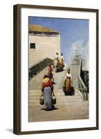 Women on a Bridge in Venice, 1869-Vincenzo Cabianca-Framed Giclee Print