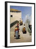 Women on a Bridge in Venice, 1869-Vincenzo Cabianca-Framed Giclee Print