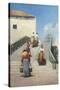 Women on a Bridge in Venice-Vincenzo Cabianca-Stretched Canvas