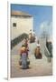 Women on a Bridge in Venice-Vincenzo Cabianca-Framed Art Print