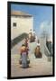 Women on a Bridge in Venice-Vincenzo Cabianca-Framed Art Print