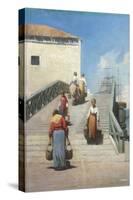 Women on a Bridge in Venice-Vincenzo Cabianca-Stretched Canvas