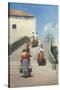 Women on a Bridge in Venice-Vincenzo Cabianca-Stretched Canvas