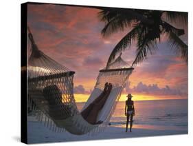 Women on Beach, Ari Atoll, White Sands Island-Angelo Cavalli-Stretched Canvas