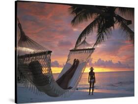 Women on Beach, Ari Atoll, White Sands Island-Angelo Cavalli-Stretched Canvas