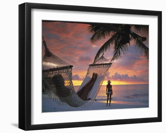 Women on Beach, Ari Atoll, White Sands Island-Angelo Cavalli-Framed Photographic Print