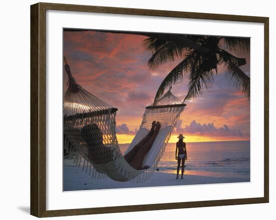 Women on Beach, Ari Atoll, White Sands Island-Angelo Cavalli-Framed Photographic Print