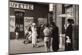 women outside café-Lucien Aigner-Mounted Photographic Print