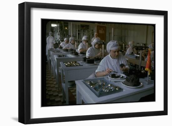 Women Packing Caviar Into Glass Jars for Export at Astrakhan Fish Complex Processing Plant-Carl Mydans-Framed Photographic Print