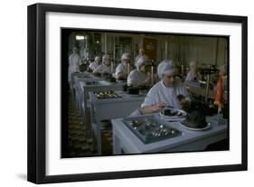 Women Packing Caviar Into Glass Jars for Export at Astrakhan Fish Complex Processing Plant-Carl Mydans-Framed Photographic Print