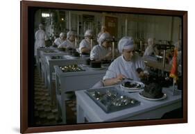 Women Packing Caviar Into Glass Jars for Export at Astrakhan Fish Complex Processing Plant-Carl Mydans-Framed Photographic Print