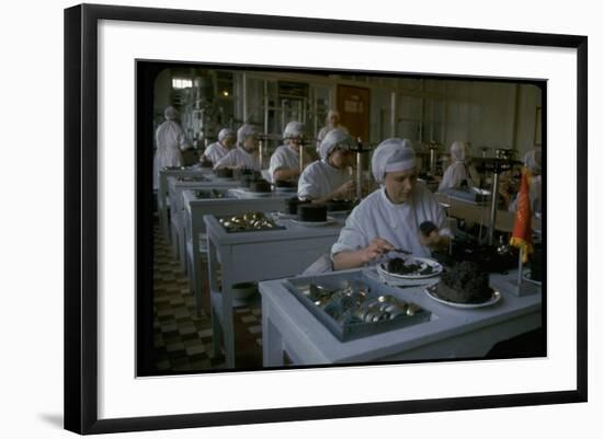 Women Packing Caviar Into Glass Jars for Export at Astrakhan Fish Complex Processing Plant-Carl Mydans-Framed Photographic Print