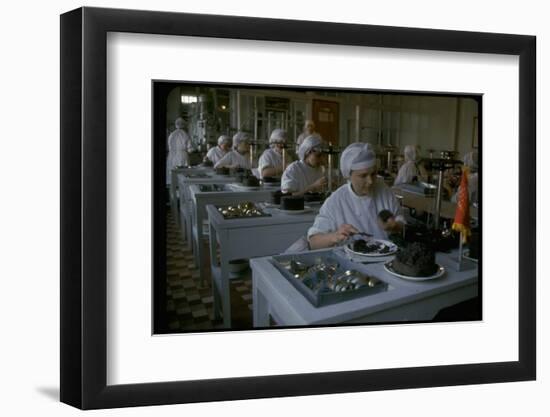 Women Packing Caviar Into Glass Jars for Export at Astrakhan Fish Complex Processing Plant-Carl Mydans-Framed Photographic Print