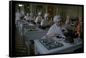 Women Packing Caviar Into Glass Jars for Export at Astrakhan Fish Complex Processing Plant-Carl Mydans-Framed Stretched Canvas