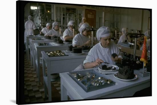 Women Packing Caviar Into Glass Jars for Export at Astrakhan Fish Complex Processing Plant-Carl Mydans-Stretched Canvas