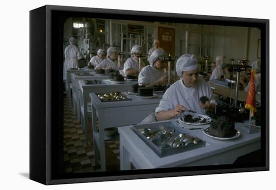 Women Packing Caviar Into Glass Jars for Export at Astrakhan Fish Complex Processing Plant-Carl Mydans-Framed Stretched Canvas