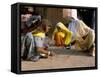 Women Painting a Mandana on the Ground, Village Near Jodhpur, Rajasthan State, India-Bruno Morandi-Framed Stretched Canvas