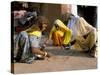 Women Painting a Mandana on the Ground, Village Near Jodhpur, Rajasthan State, India-Bruno Morandi-Stretched Canvas