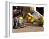 Women Painting a Mandana on the Ground, Village Near Jodhpur, Rajasthan State, India-Bruno Morandi-Framed Photographic Print