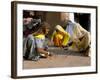 Women Painting a Mandana on the Ground, Village Near Jodhpur, Rajasthan State, India-Bruno Morandi-Framed Photographic Print