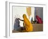 Women Painting Design on a Wall in a Village Near Jaisalmer, Rajasthan State, India-Bruno Morandi-Framed Photographic Print