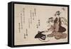 Women Painting Fans-Katsushika Hokusai-Framed Stretched Canvas