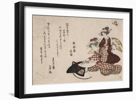 Women Painting Fans-Katsushika Hokusai-Framed Giclee Print