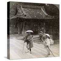 Women Pilgrims on the Steps of Omuro Gosho, Kyoto, Japan, 1904-Underwood & Underwood-Stretched Canvas