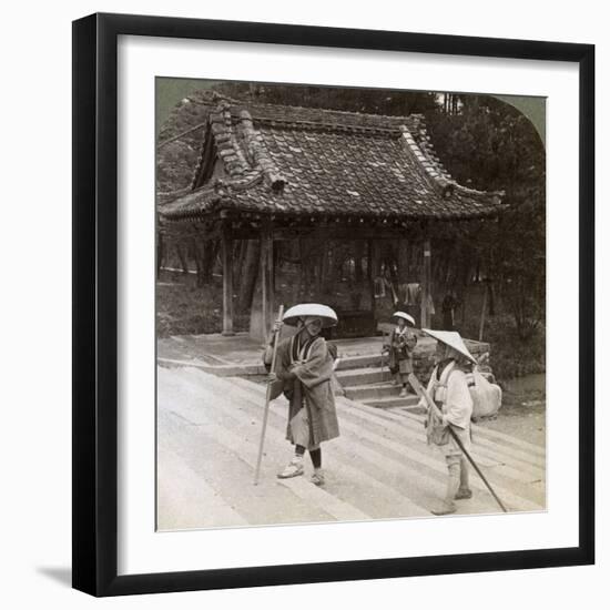 Women Pilgrims on the Steps of Omuro Gosho, Kyoto, Japan, 1904-Underwood & Underwood-Framed Photographic Print