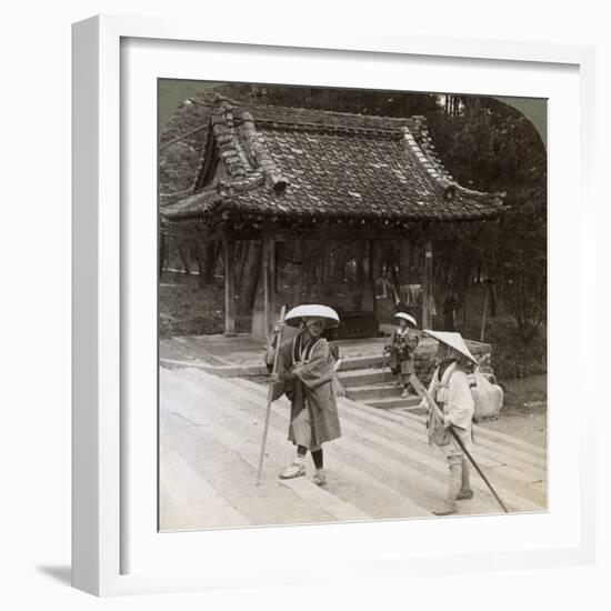 Women Pilgrims on the Steps of Omuro Gosho, Kyoto, Japan, 1904-Underwood & Underwood-Framed Photographic Print