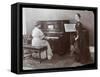 Women Playing a Player Piano and a Violin, New York, 1907-Byron Company-Framed Stretched Canvas