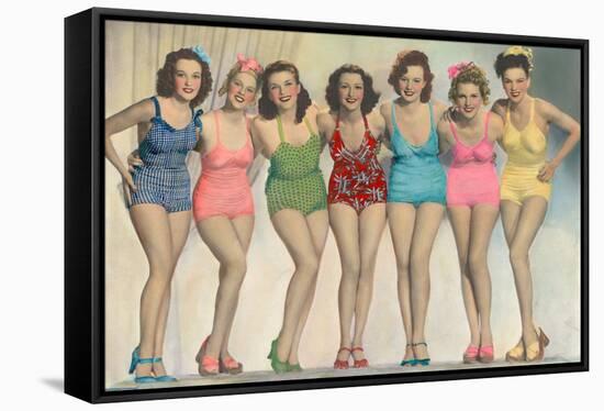 Women Posing in Bathing Suits-null-Framed Stretched Canvas