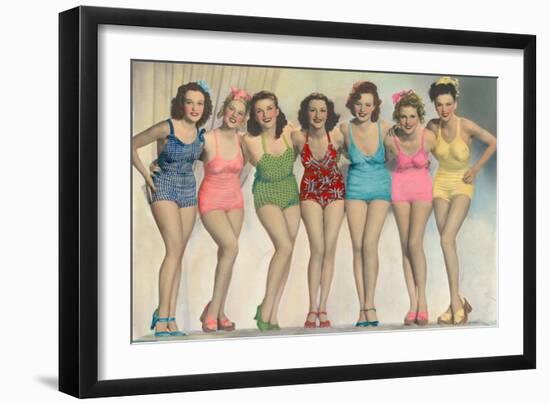 Women Posing in Bathing Suits-null-Framed Photo