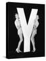 Women Posing with Huge Letter Y-Everett Collection-Stretched Canvas