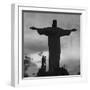 Women Posing with the Statue Called "Christ the Redeemer"-Hart Preston-Framed Premium Photographic Print