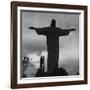 Women Posing with the Statue Called "Christ the Redeemer"-Hart Preston-Framed Premium Photographic Print