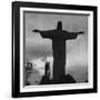 Women Posing with the Statue Called "Christ the Redeemer"-Hart Preston-Framed Premium Photographic Print