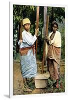 Women Pounding Rice, Madagascar, Late 19th Century-null-Framed Giclee Print