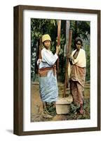Women Pounding Rice, Madagascar, Late 19th Century-null-Framed Giclee Print