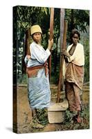 Women Pounding Rice, Madagascar, Late 19th Century-null-Stretched Canvas