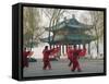 Women Practising Tai Chi in Front of a Pavilion on West Lake, Hangzhou, Zhejiang Province, China-Kober Christian-Framed Stretched Canvas